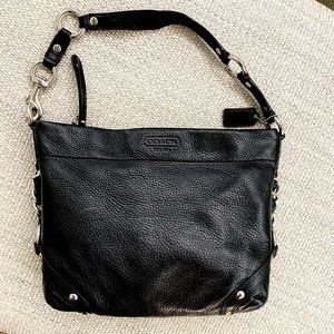 Coach Black Pebbled Leather Carly Shoulder Bag